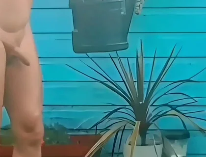 Naked Gardening & Huge Buttplug