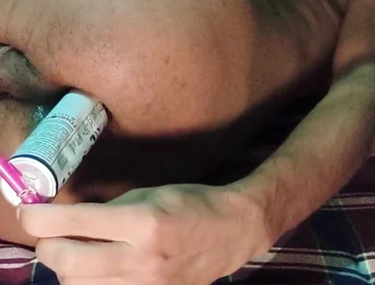 Gay Huge Ass Gape with Homemade Dildo