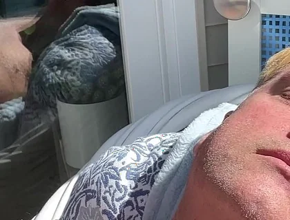Hunk Stepdaddy Bear Naked Sunbathing in the Veranda 1