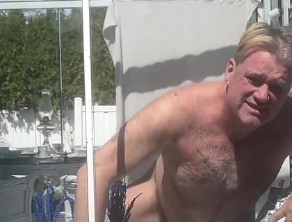 Hunk Stepdaddy Bear Naked Sunbathing in the Veranda 4