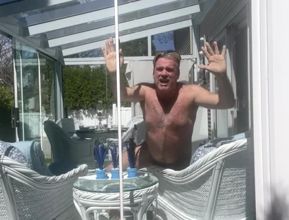 Hunk Stepdaddy Bear Naked Sunbathing in the Veranda 4
