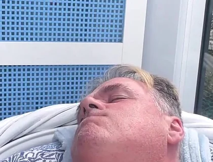 Hunk Stepdaddy Bear Naked Sunbathing in the Veranda 6