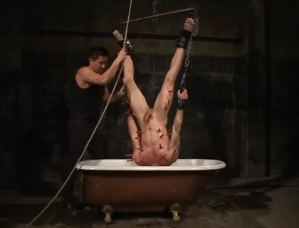 Tryp Hangs Inverted Over A Tub Of Cold Water