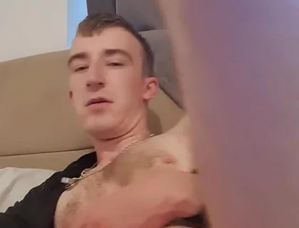 Skinny Lad Trys to Fuck Himself with Huge Cock