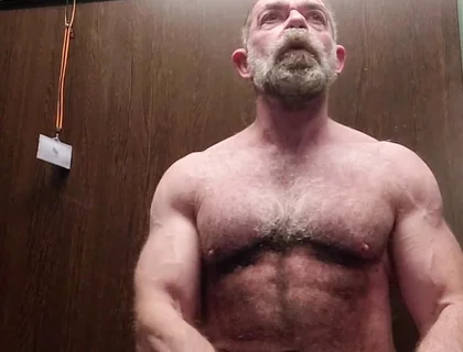 Hairy Stepdaddy Solo in Lockerroom