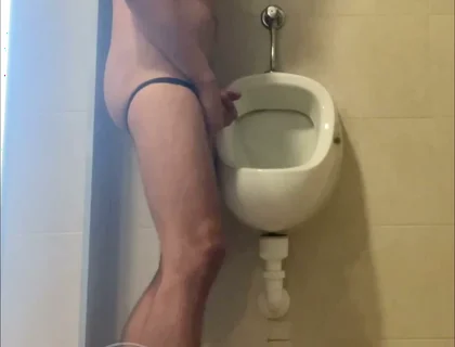 Dared His Flatmate to Expose His Hot Smooth Butt at the Pool's Public Toilets Urinal