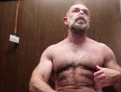 Hairy Stepdaddy Solo in Lockerroom