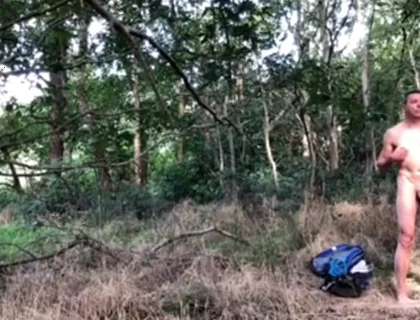 Naked Dude Cruisung in the Woods