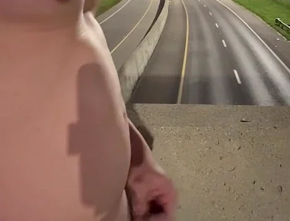 Asian Muscle Hunk Strips Naked on the Bridge - Ripped Flexing & Massive Cumshot