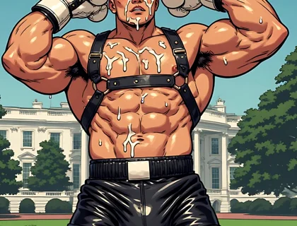 Asian Cum Covered Muscle Men Art