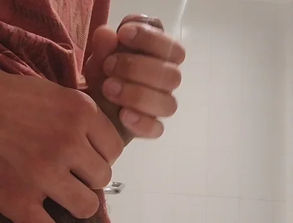 Cumshow in the Bathroom at Work