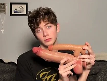 Gooner Boy Gapes Hole With Humongous Dildos
