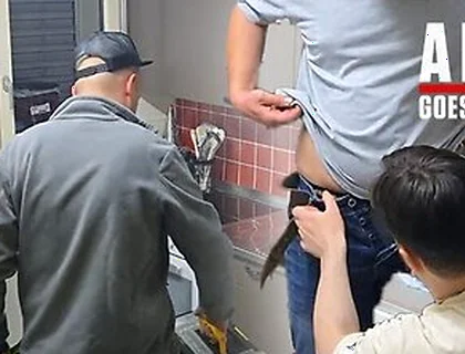 I Convince This Handsome Straight Married Plumber To Try His First Blowjob By A Man And He Lets Me