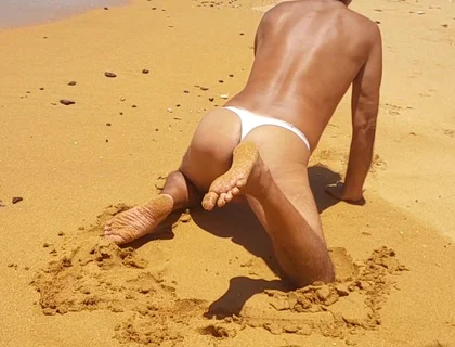 Ladysilva Crossdresser in Panties on the Beach Full of Horny in Her Hot Ass