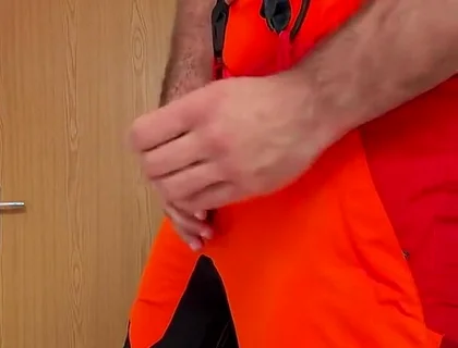 Tyler Blake Jerking off in Hivis Lumberjack Workwear - Muscle Flexes & Explosive Cumshot
