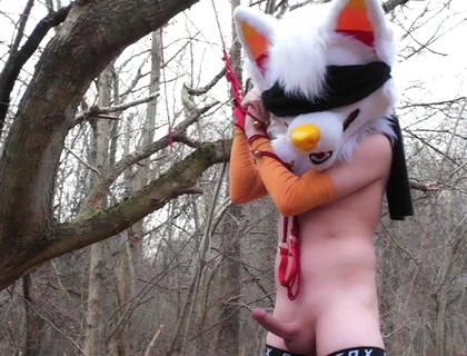 Bondaged Young Twink Piss in Forest