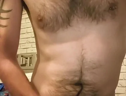 Big Dick Wanking and Smoking Topless