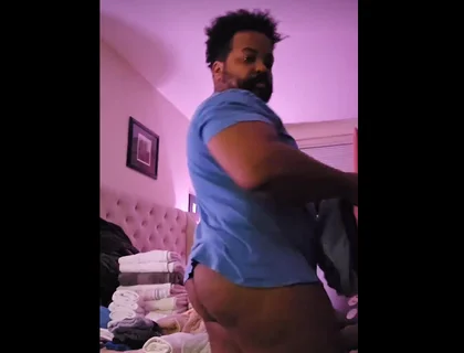 Stepdaddy Shows Juicy Ass While Doing Laundry