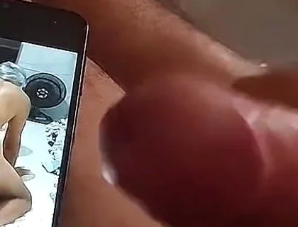 Ladysilva Masturbating Her Hot Cock Watching Her Video on Her Cell Phone
