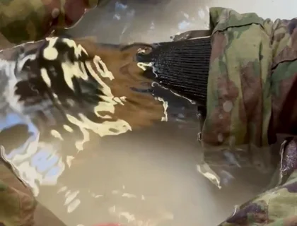 First Piss-pee Video! Watch While Army Specialist Gets in a Tub in Uniform and Begins to Wet Himself!