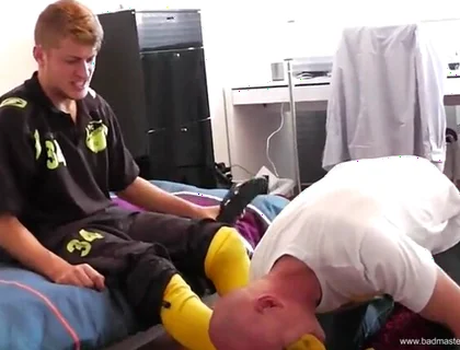 Soccer master stinky feet socks licking