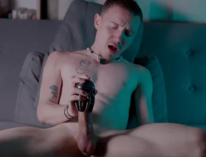 Hard Cock Meets Vibrating Toy On The Couch