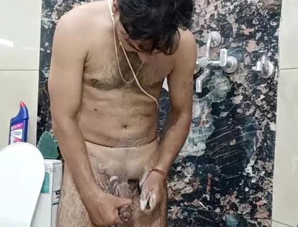 Indian Desi Man Enjoy Shower and Masterbation Show with Neighbour Stepfather and Army Officer Stepfather