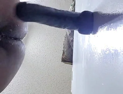 14 Inch Dildo Stretches Me to the Max. It Made Me Piss Cum