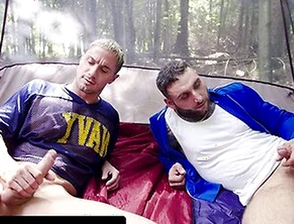 Buddies Tony Dangelo & Skyy Knox Turn Ruined Camping Trip Into Jerk Off Session