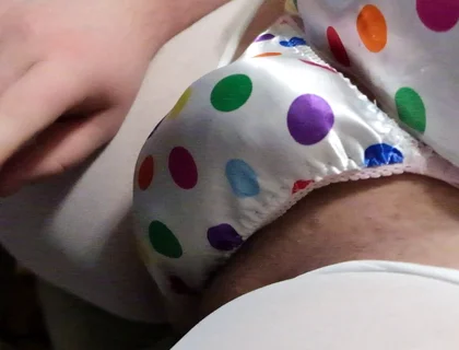 Rainbow Polka Dot Satin Thong Play