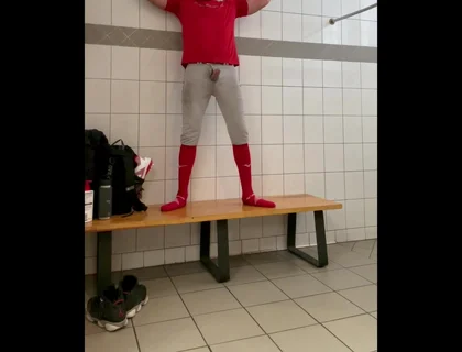 Alpha Fun in the Locker Room with Jockdad87 in Baseball Gear