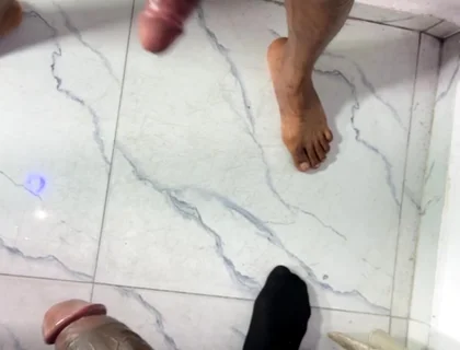 Two Cumshots From Two Horny Friends Masturbating Together