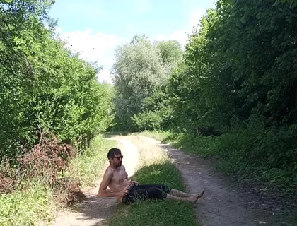Risky Cock Jerking on an Abandoned Field / Risky Solo Outdoors