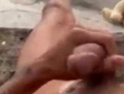 A Cumshot to Relieve Stress in the Backyard