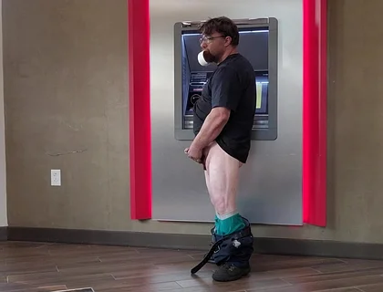 Jerking off at Bank