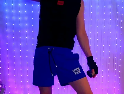 Fitness Workout in Blue Ck Shorts
