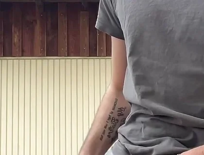 Russian Boy Plays with His Cock on the Terrace. Very Risky