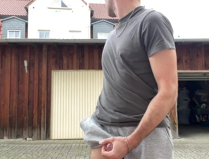 Russian Boy Plays with His Cock on the Terrace. Very Risky