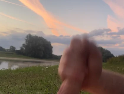Playing in the Morning at a Lake