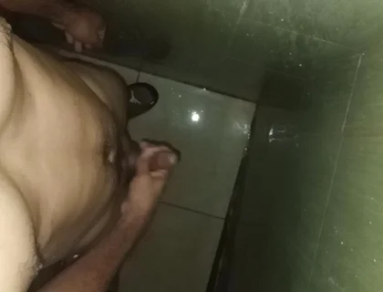 Hairy Slim Man Masturbates in the Shower at Home