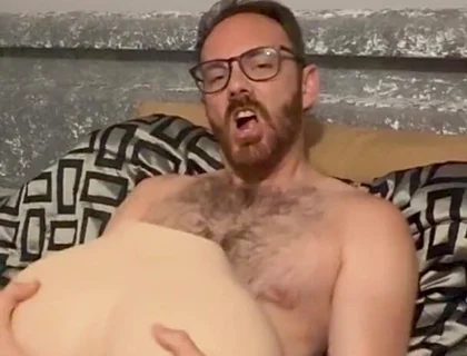 Stroking the Tip of My Big Dick with My Ass Doll