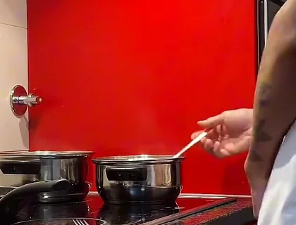 Jacking off and Cumming in the Kitchen