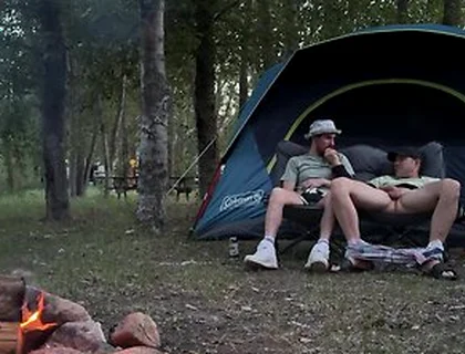 Sucking His Mushroom Head While Camping