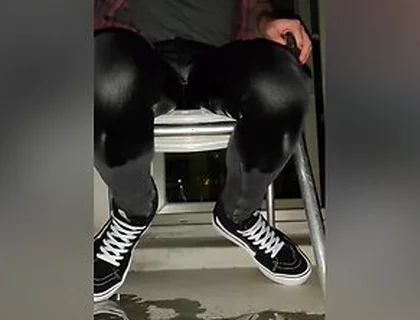 Pissing Skinny Jeans On Balcony