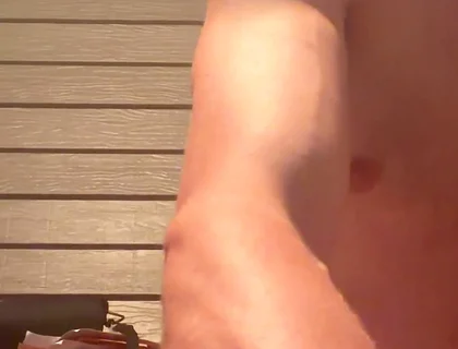 Sitting Down Naked, Showing the Biceps, Grown Man Chest Huge Bust Close