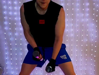 Fitness Workout in Blue Ck Shorts