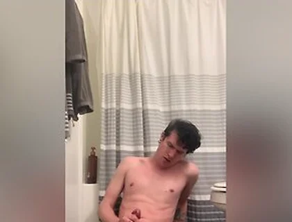 Twink Shows Off, Plays With His Hard Cock And Fucks His Ass With A Dildo Until He