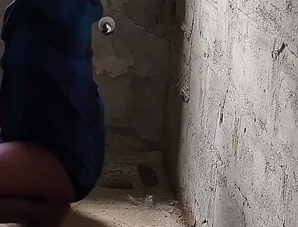 Fucking Ebony Big Wasit Bussy Inside the Toilet of an Uncompleted Building After a Blowjob