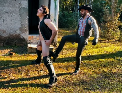 Cowboy Ballbusting on the Farm