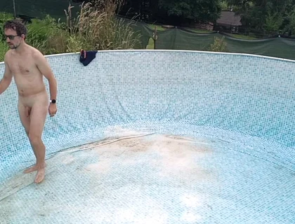Naked in the Garden: Dirty Handjob in the Pool